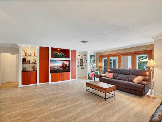 Interior, Living room, Recessed Lighting, Wood Texture Flooring