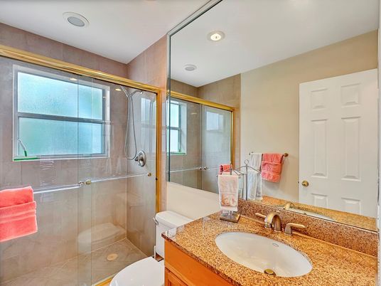 Bathroom, Glass Shower, Interior, Recessed Lighting