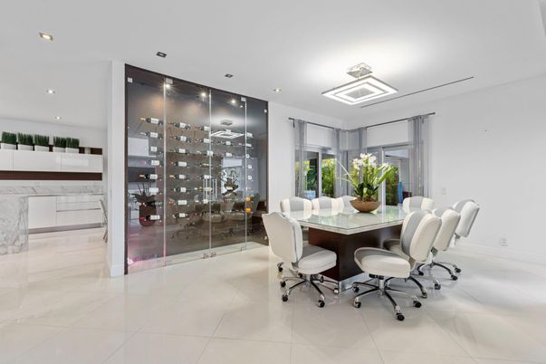 Dining room, Interior, Recessed Lighting, Wine Storage