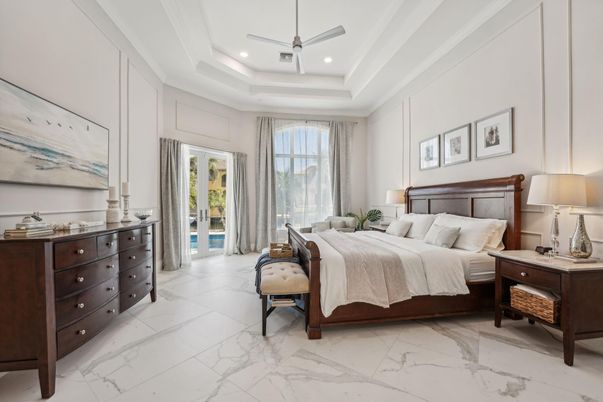 Bedroom, Interior, Marble, Recessed Lighting