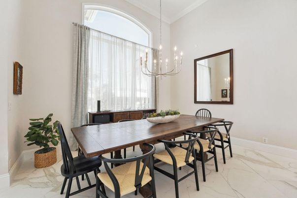 Chandelier, Dining room, Interior, Marble
