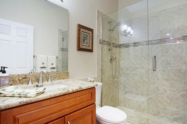 Bathroom, Glass Shower, Interior, Marble Walls