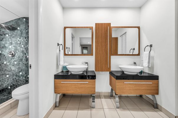 Bathroom, Dual Sink Vanities, Glass Shower, Interior