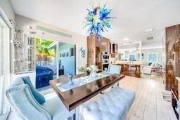 Dining room, Interior, Kitchen, Living room, Recessed Lighting, Stainless Steel Appliances, Wood Texture Flooring