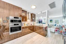 Interior, Kitchen, Living room, Stainless Steel Appliances, Wood Texture Flooring
