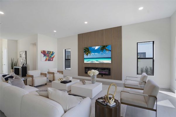 Fireplace, Interior, Living room, Recessed Lighting