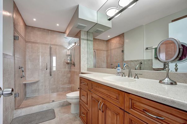 Bathroom, Glass Shower, Interior, Recessed Lighting