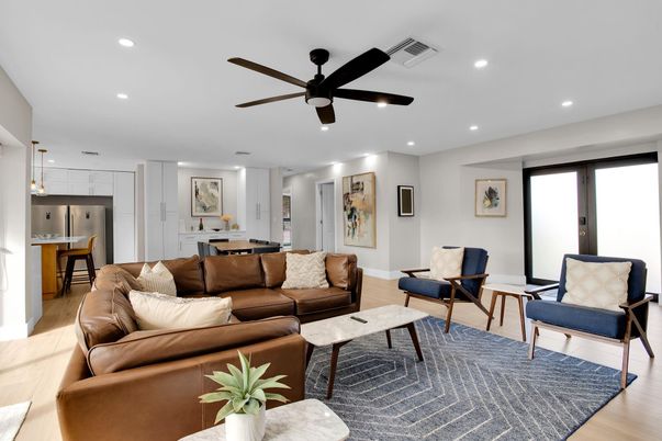 Dining room, Interior, Kitchen, Living room, Pendant Lights, Recessed Lighting, Wood Texture Flooring
