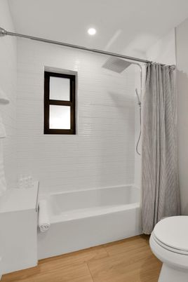 Bathroom, Interior, Recessed Lighting, Wood Texture Flooring