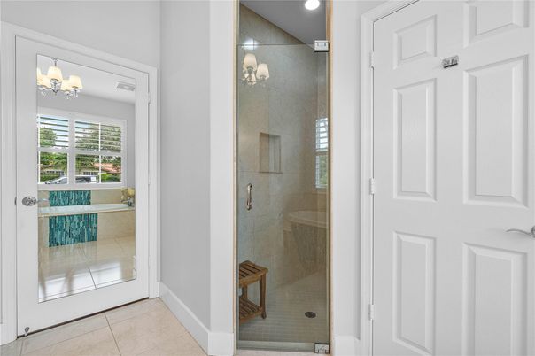 Bathroom, Glass Shower, Interior, Recessed Lighting