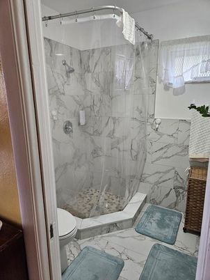 Bathroom, Glass Shower, Interior, Marble, Marble Walls