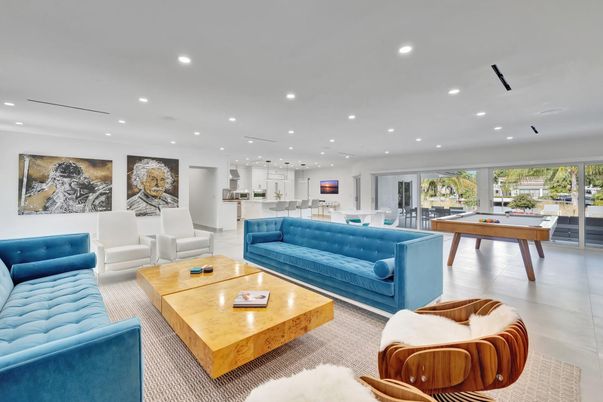 Billiard Table, Game Room, Interior, Living room, Recessed Lighting