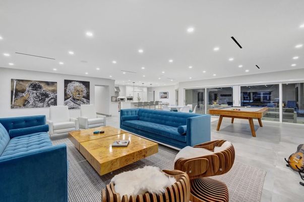 Billiard Table, Game Room, Interior, Living room, Pendant Lights, Recessed Lighting
