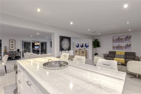 Dining room, Interior, Kitchen, Living room, Recessed Lighting