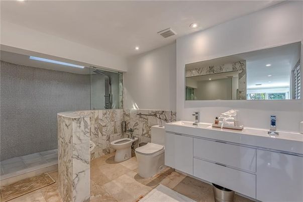 Bathroom, Dual Sink Vanities, Glass Shower, Interior, Recessed Lighting
