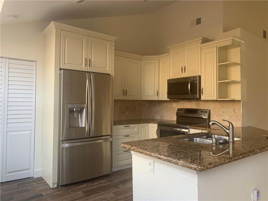 Interior, Kitchen, Stainless Steel Appliances, Wood Texture Flooring