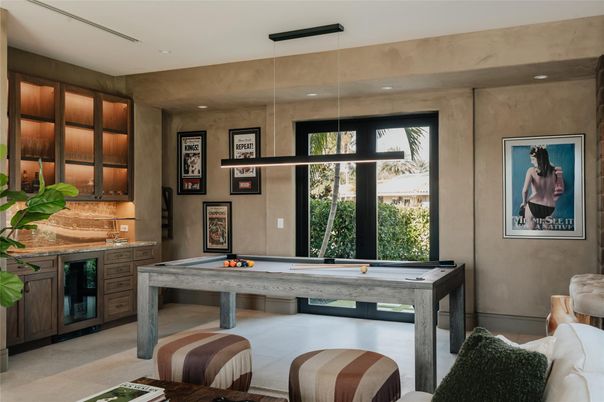 Billiard Table, Game Room, Interior, Pendant Lights, Recessed Lighting