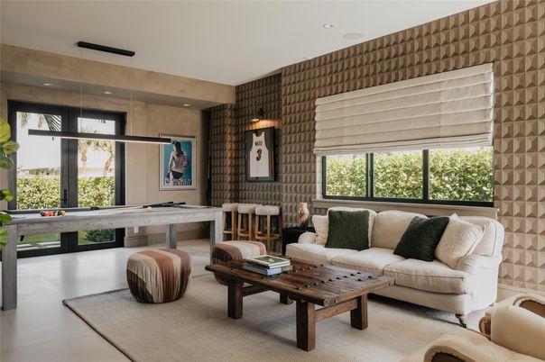 Billiard Table, Game Room, Interior, Living room, Pendant Lights, Recessed Lighting