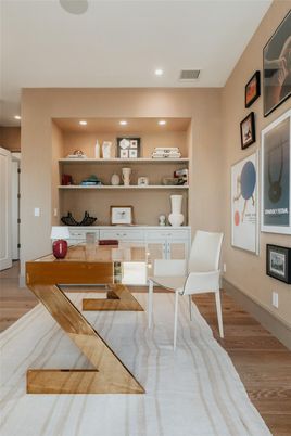 Home Office, Interior, Recessed Lighting, Wood Texture Flooring