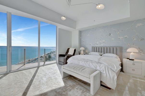 Bedroom, Interior, Pendant Lights, Water