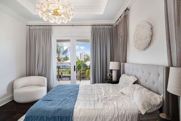 Bedroom, Chandelier, Interior, Wood Texture Flooring