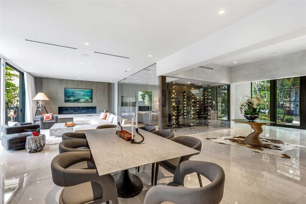Dining room, Interior, Living room, Recessed Lighting, Wine Storage