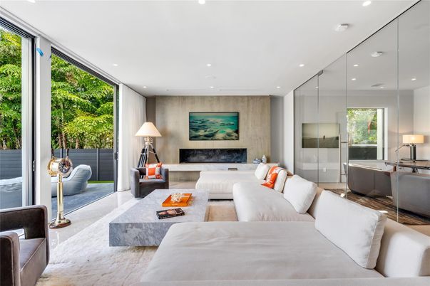 Fireplace, Interior, Living room, Recessed Lighting