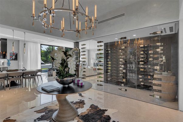 Dining room, Interior, Pendant Lights, Wine Storage