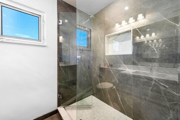 Bathroom, Glass Shower, Interior, Recessed Lighting