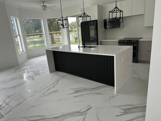 Interior, Kitchen, Marble, Pendant Lights