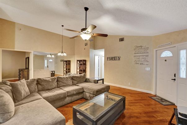 Dining room, Interior, Living room, Pendant Lights, Wood Texture Flooring