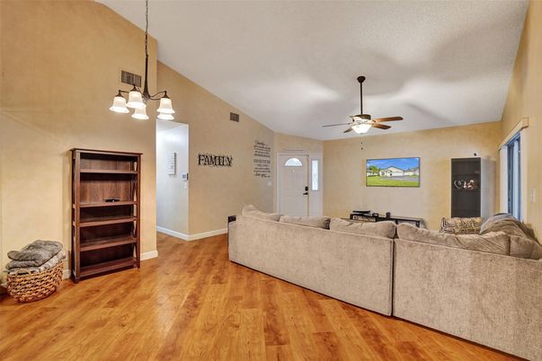 Interior, Living room, Pendant Lights, Wood Texture Flooring