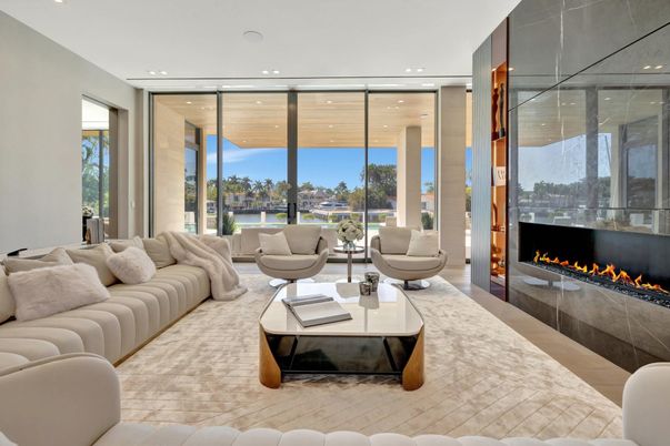 Fireplace, Interior, Living room, Recessed Lighting