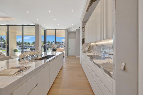 Interior, Kitchen, Recessed Lighting, Wood Texture Flooring