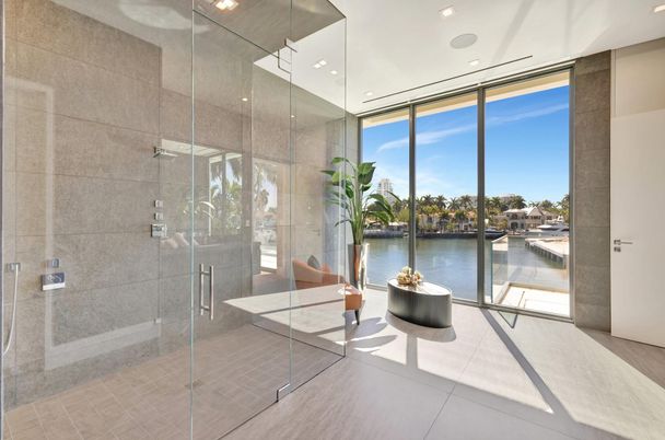 Bathroom, Glass Shower, Interior, Recessed Lighting, Water