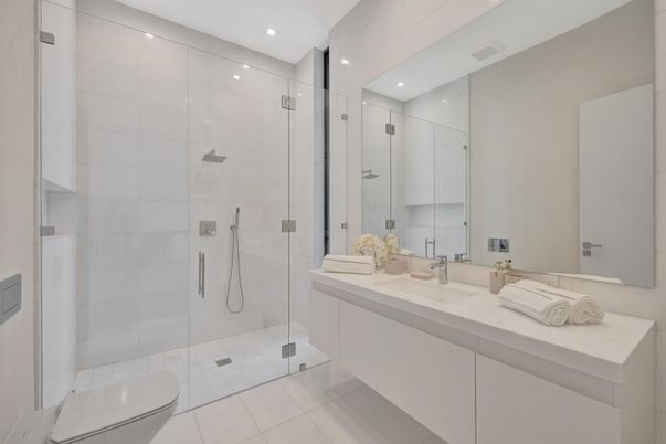 Bathroom, Dual Sink Vanities, Glass Shower, Interior, Recessed Lighting
