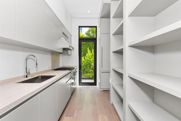 Interior, Kitchen, Recessed Lighting, Wood Texture Flooring