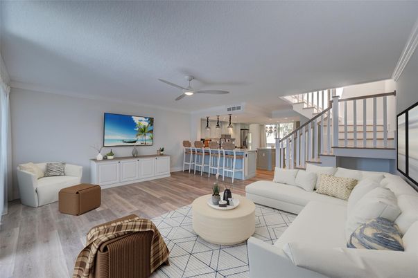 Interior, Kitchen, Living room, Wood Texture Flooring