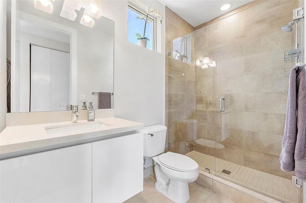 Bathroom, Glass Shower, Interior, Recessed Lighting