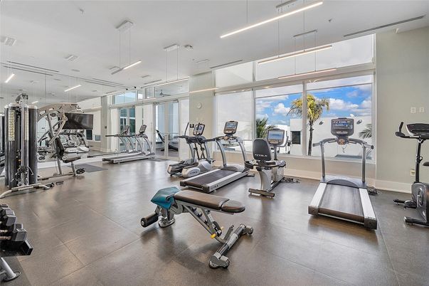 Fitness Equipment, Gym, Interior, Recessed Lighting