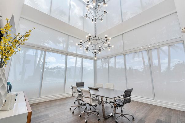 Dining room, Interior, Pendant Lights, Sun Room, Wood Texture Flooring