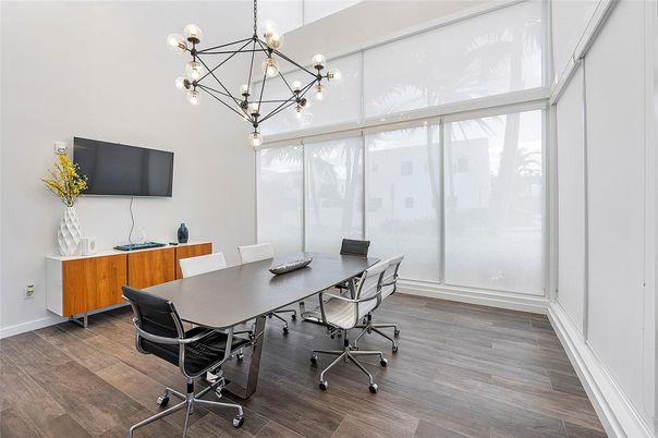 Home Office, Interior, Pendant Lights, Wood Texture Flooring