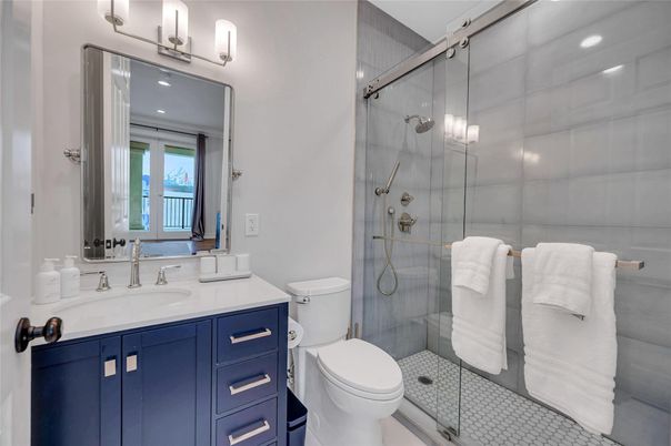 Bathroom, Glass Shower, Interior, Recessed Lighting