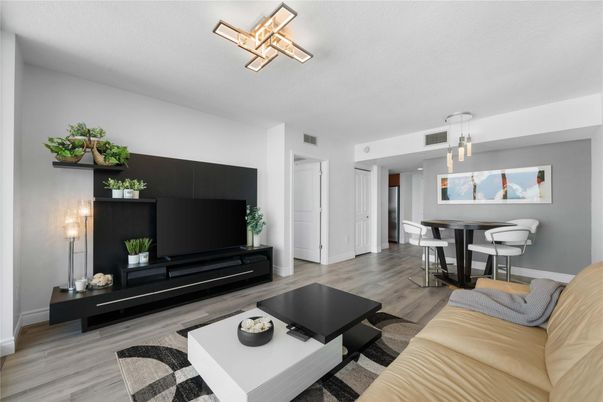Dining room, Interior, Living room, Pendant Lights, Wood Texture Flooring