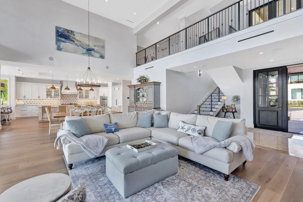 Interior, Kitchen, Living room, Pendant Lights, Recessed Lighting, Wood Texture Flooring