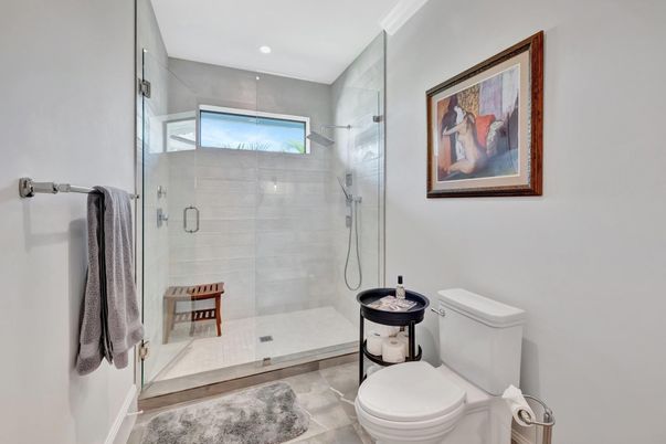 Bathroom, Glass Shower, Interior, Recessed Lighting