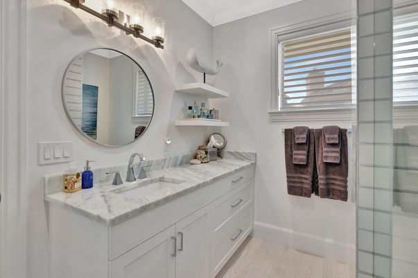 Bathroom, Dual Sink Vanities, Interior, Wood Texture Flooring