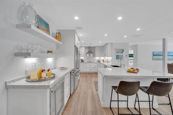 Interior, Kitchen, Recessed Lighting, Wood Texture Flooring