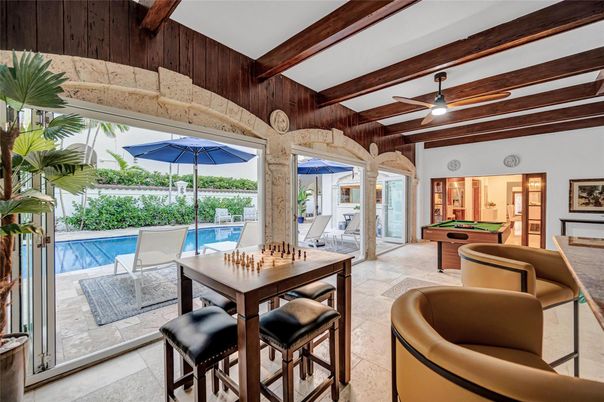 Billiard Table, Dining room, Interior, Pool, Wooden Beams