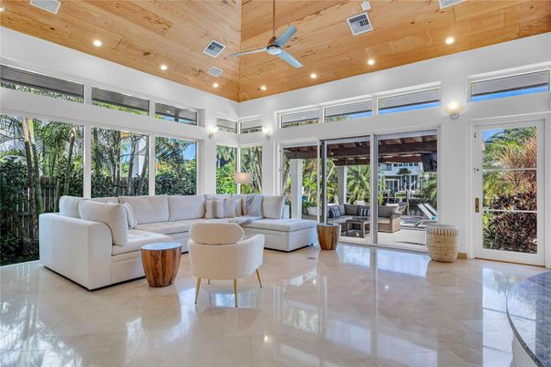 Interior, Living room, Recessed Lighting, Sun Room, Wooden Ceilings